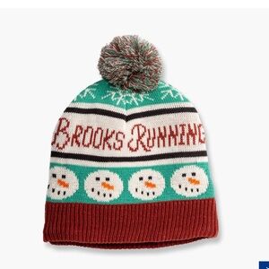 Brooks Running Run Merry Heritage Pom Beanie OSFA Unisex Fleece Lining